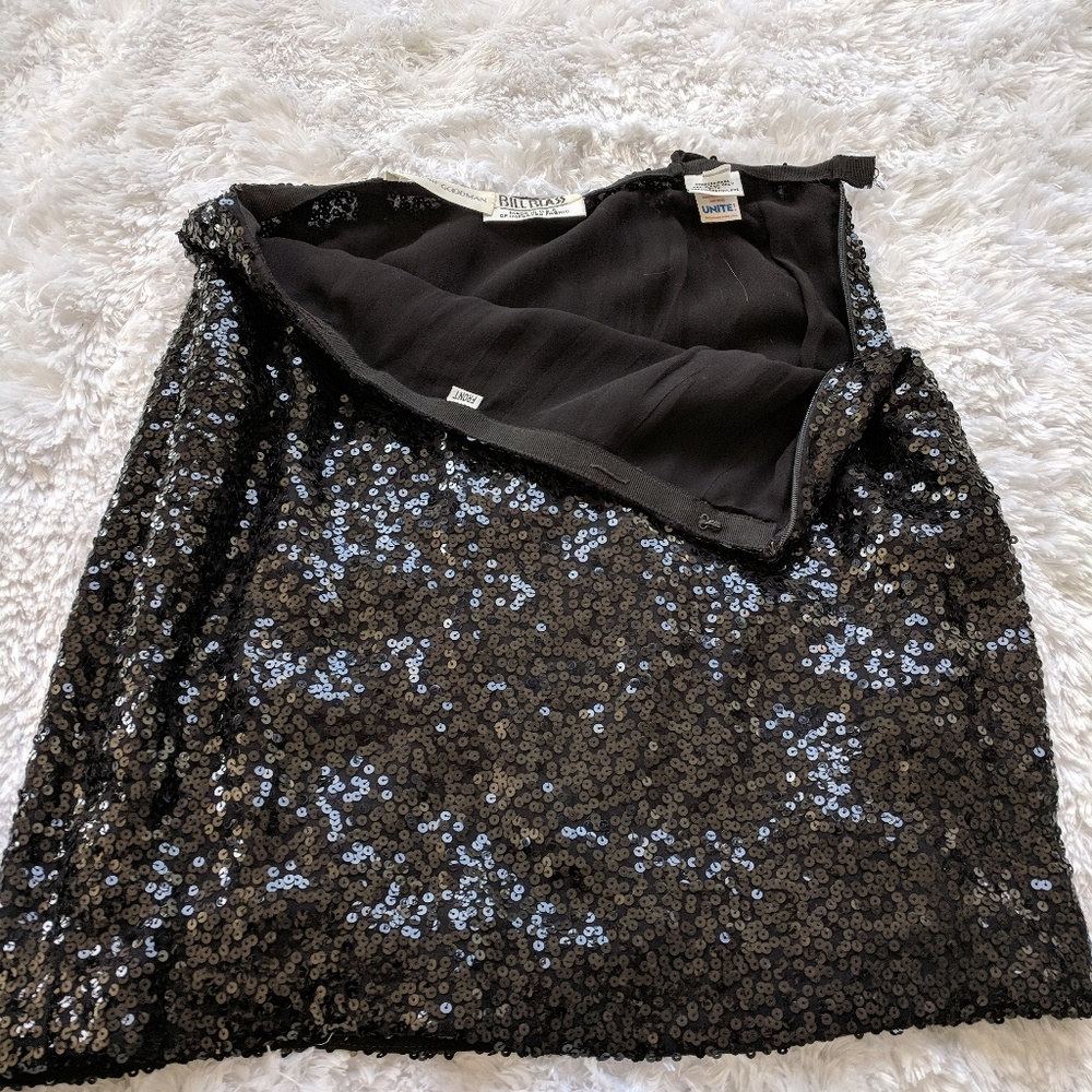 Black SEQUIN mini skirt XS - Picture 4 of 8
